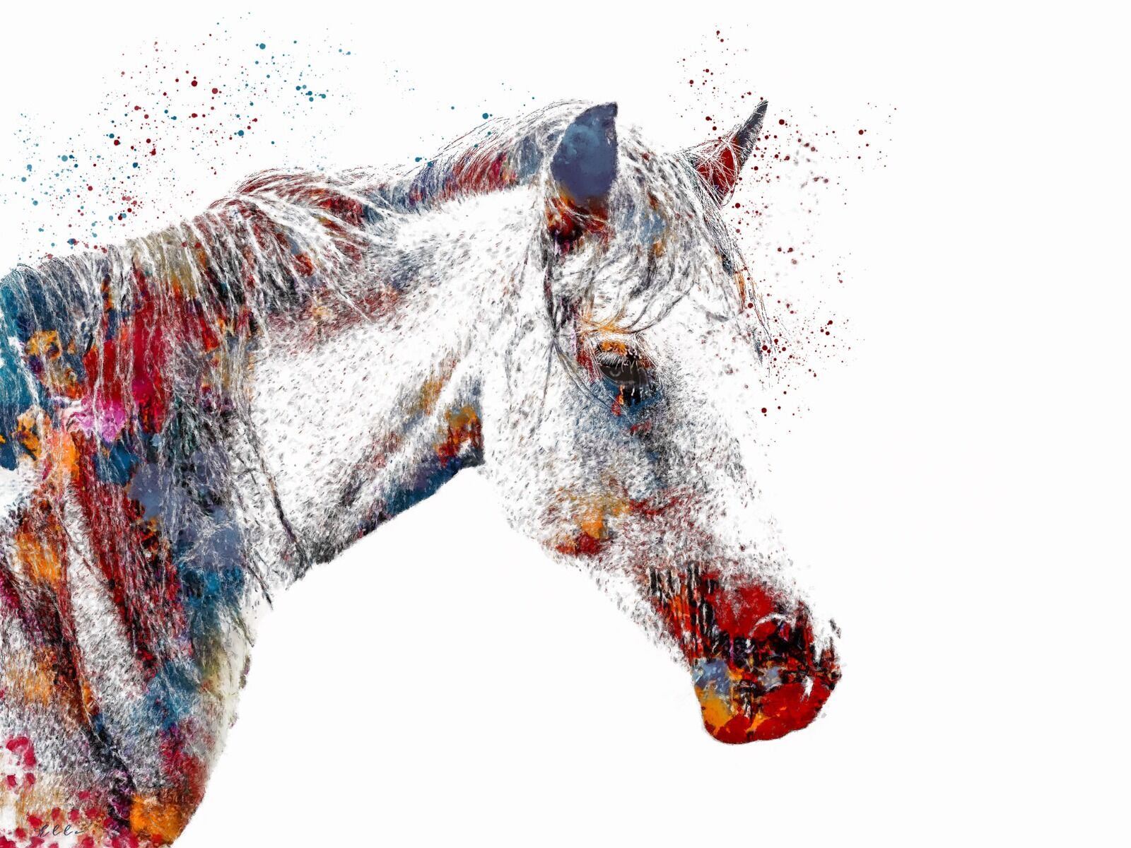 Abstract white horse