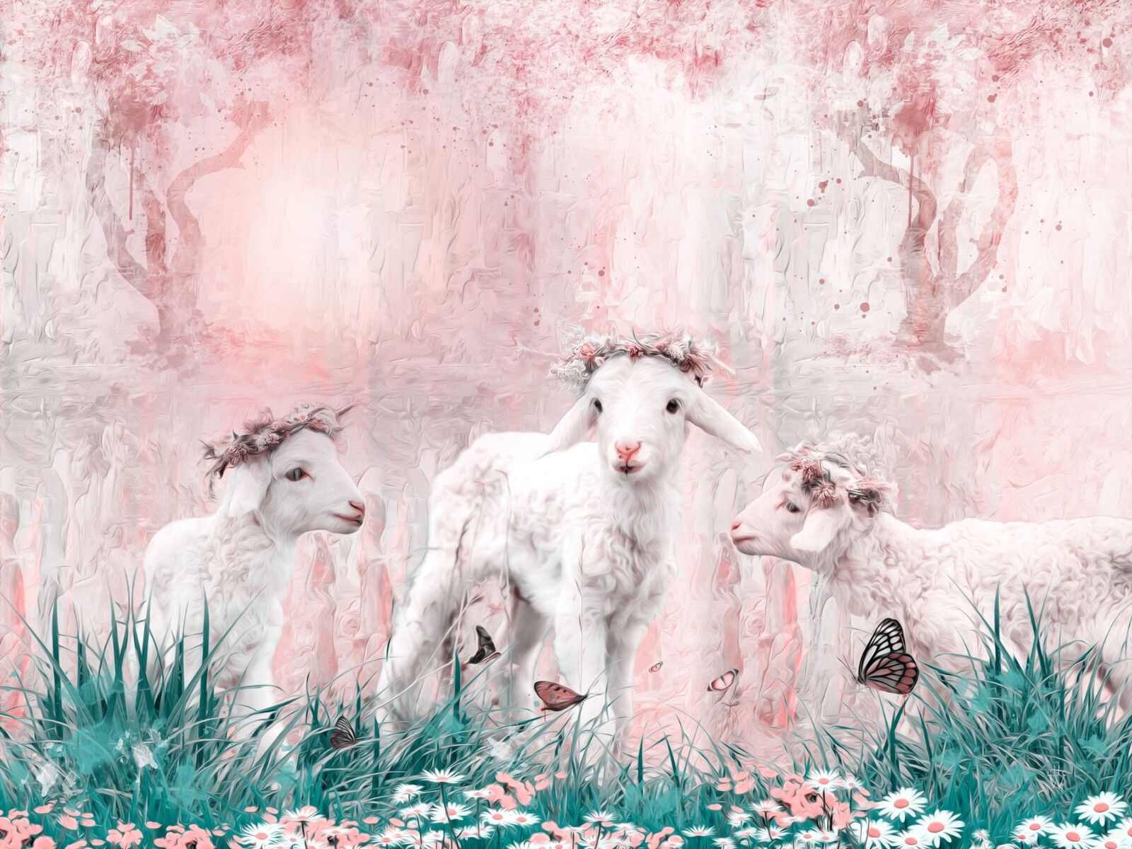 Spring lambs - Mixed Art Effect