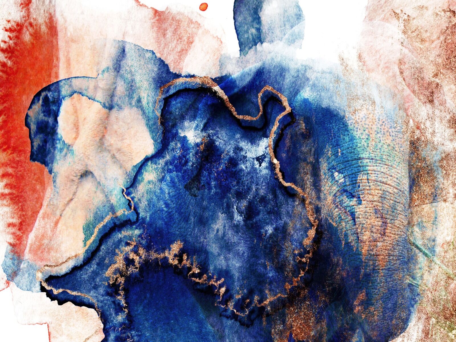 Elephant Abstract blue & gold