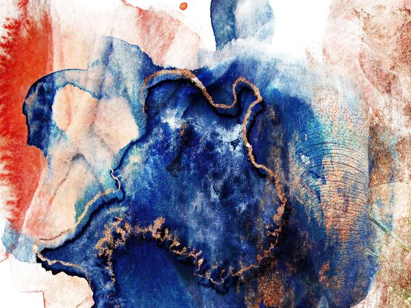 Elephant Abstract blue & gold