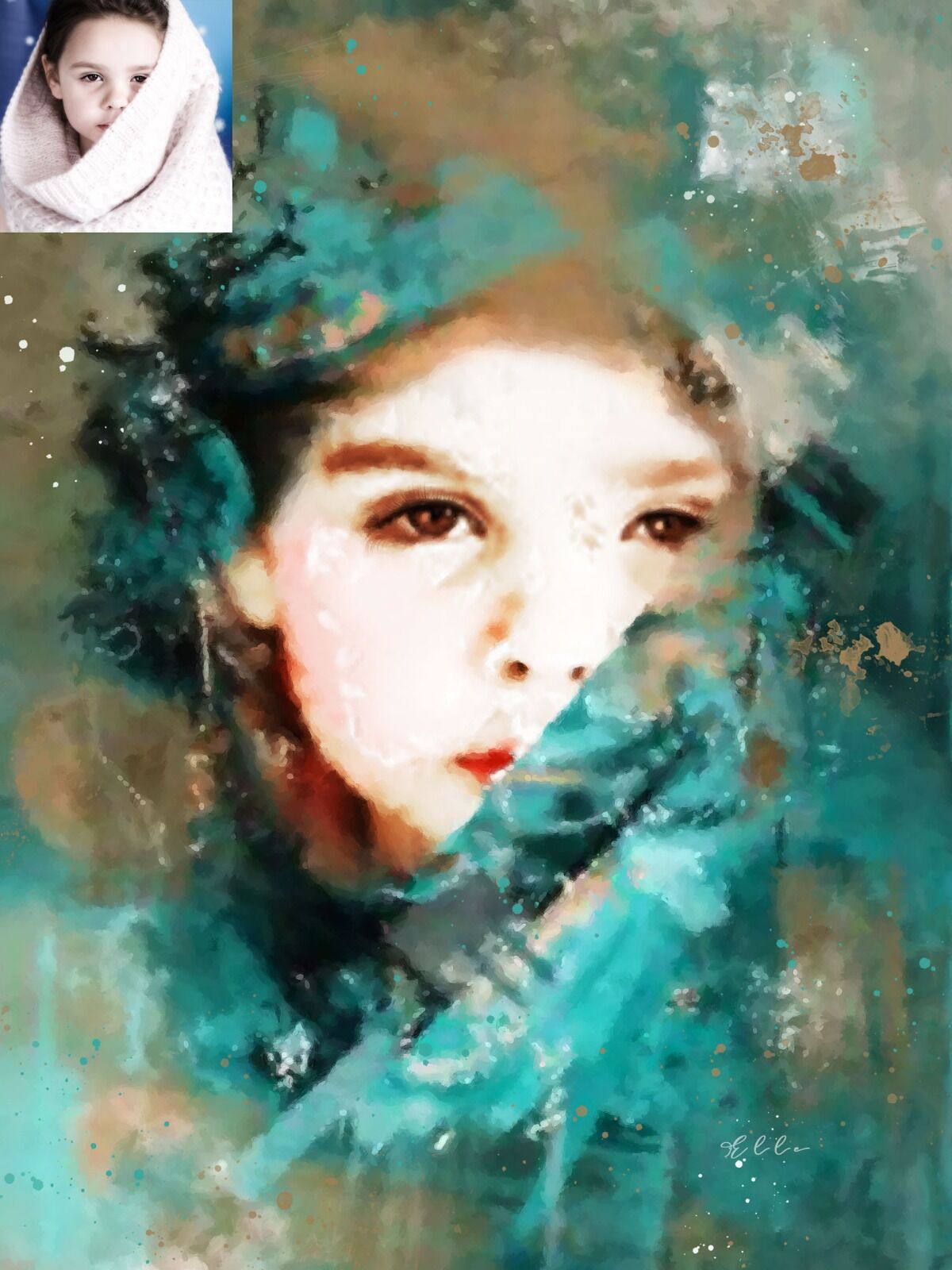 Fine Art Portrait-Before and after Mixed Art Effect - A Personalised present makes a Perfect Gift