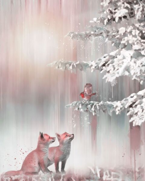 Little Foxes - Mixed Art Effect