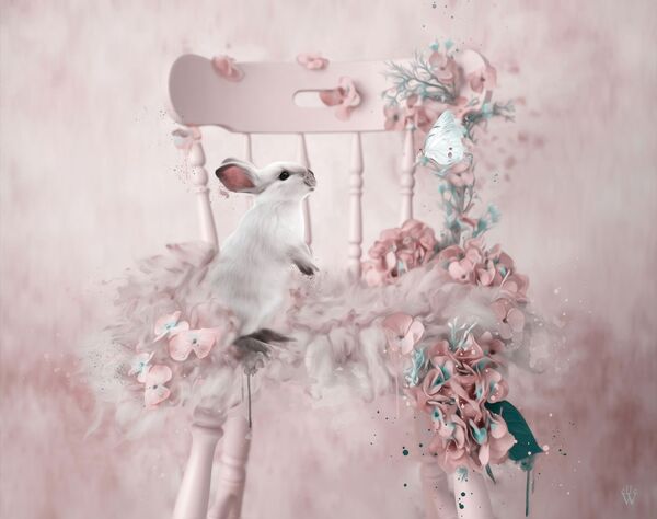Bunny and Butterfly - Mixed Art Effect