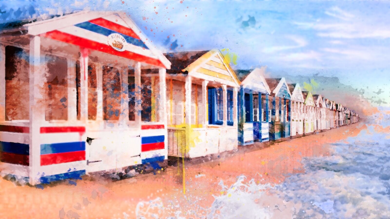Beach huts - Mixed Art Effect