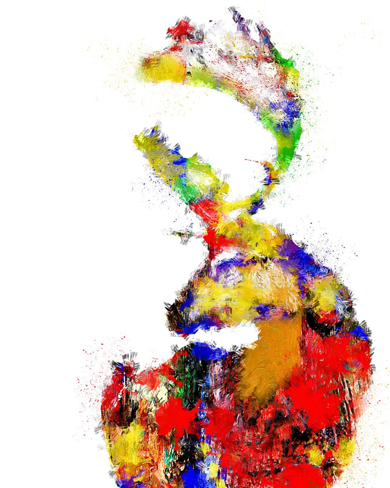 Abstract multi colour stag