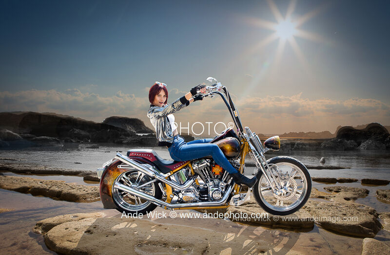 Girl riding motorbike