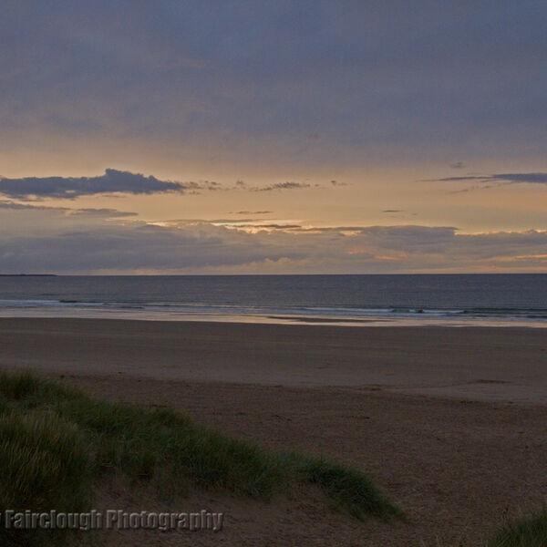 Northumberland Coastline and beach at Sunset