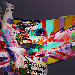 Lewis Hamilton Celebrating with a Union Flag