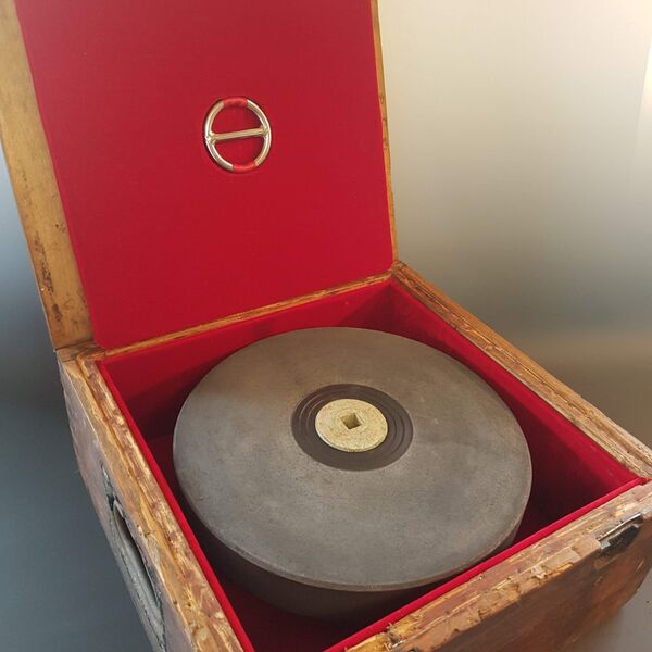 ww2 German ammo box with ceramic form with ww1 British toffee apple mortar fuse