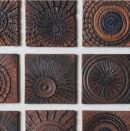 'Nine Squares' - Handmade, hand-carved, wall-mounted tile panel