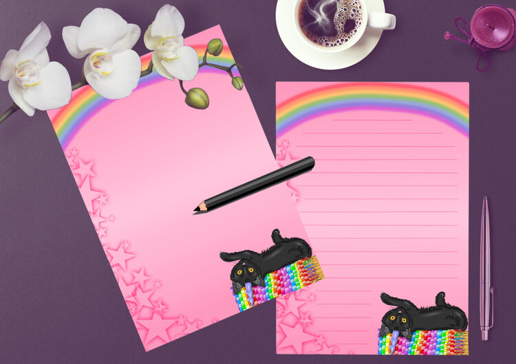 Black Caticorn Writing paper