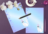 White Kittycorn Writing paper
