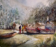 Mountains and fishermen