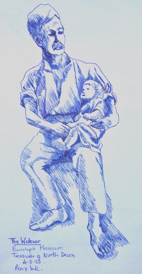 The Widower,Statue at Barnstaple Museum as part of Treasures of North Devon