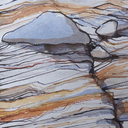 Strata and Pebbles - Mixed Media - Karen Beauchamp