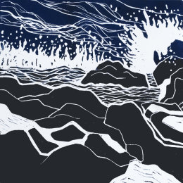 Woosh! - Lino Print - Karen Beauchamp