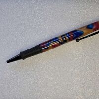 Soft Grip = Red, Blue and Gold Acrylic on gun metal