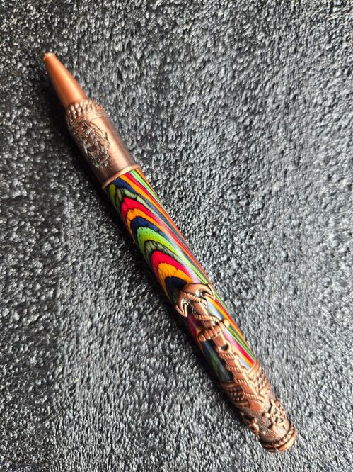 Twist Pen = Dymond WOOD on antique copper .