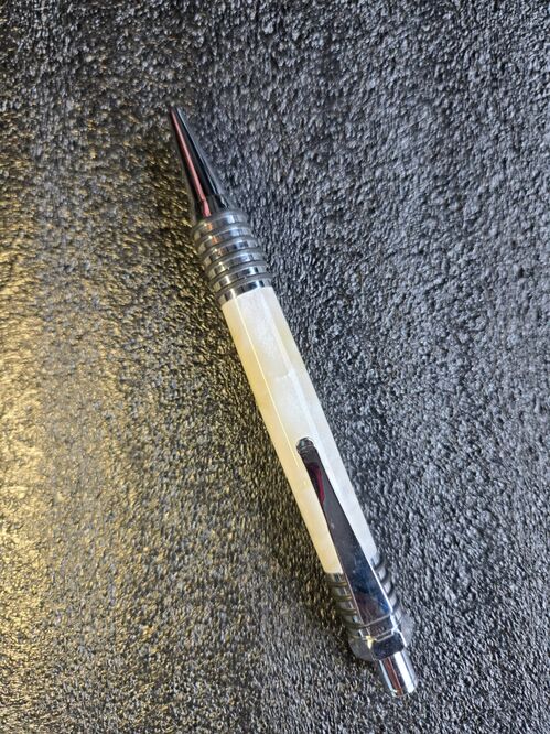 Click Pen = Mother Of Pearl Acrylic on Chrome