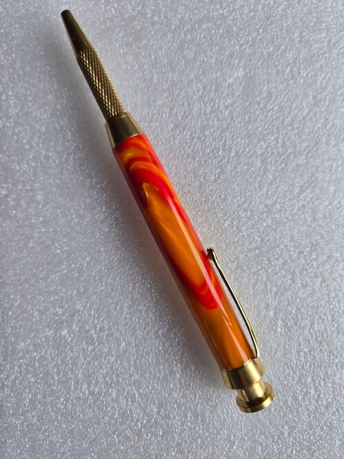 Pencil = Orange Flame acrylic on Brass 2.00mm lead