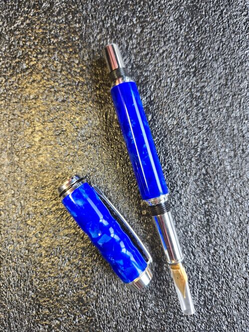 Fountain Pen = Blue Crush on sterling silver