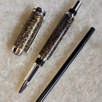 Rollerball Pen = Gold glitter on Chrome