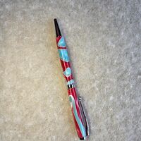Twist Pen = Red and Turquoise on chrome