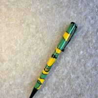 Twist Pen = Green and yellow swirls on green mechanism