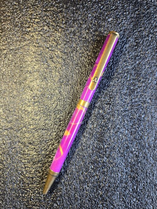 Twist Pen = Purple seal on Antique Brass.
