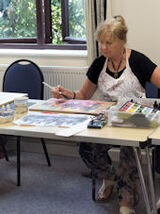 working the inks and watercolour