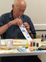 blowing the inks with a straw