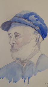 Annie's husband Rod sat for us in a very fetching blue cap