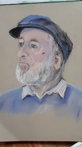 Annie's husband Rod sat for us in a very fetching blue cap