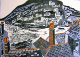 Across the Dart linocut