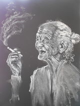 black paper in pastel pencil