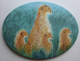 Danger Alert An acrylic painting, on an oval stretched canvas block frame. W=40 cms + h=30 cms
