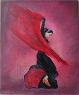 Flamenco Dancer An acrylic painting, on a stretched canvas block frame. W=25 cms + h=30 cms