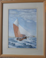 Justine 1V Water colour painting, mounted in picture frame. W=45 cms + h= 56 cms. Overall frame size