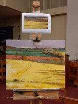 Mike Crokers painting landscape in oils