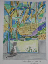 Pen ink and watercolour pencils A4