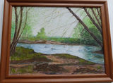River Ouse Oil on board, mounted in picture frame. W=46 cms + h=36 cms overall frame size