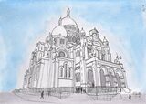 The Catholic church of Sacre Coeur at the top of Montmartre Paris France