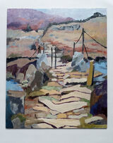Windsor and Newton Artisan, water based oil paint and on something like 25 x 30 daler board