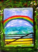 acrylic 16x12 inches, rainbow