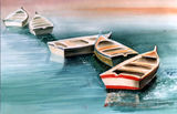 bobbing boats in Gouache 1970