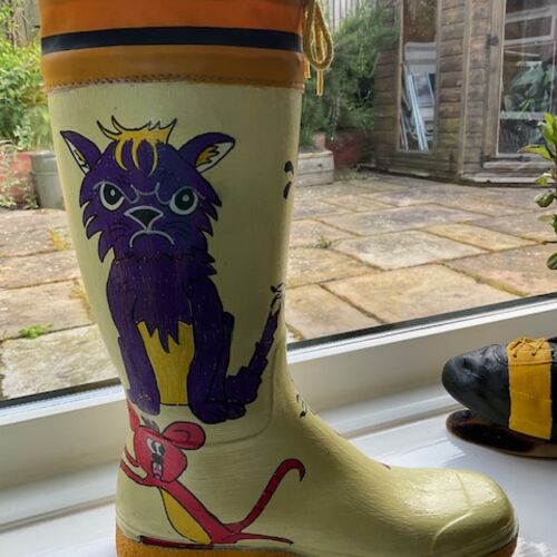 Scary cat cartoon welly £15