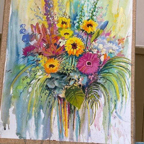 Stage Two - add pastel onto the flowers