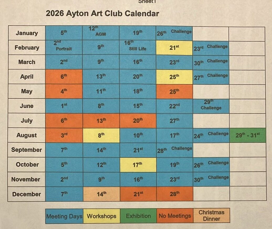 2026 art club calendar