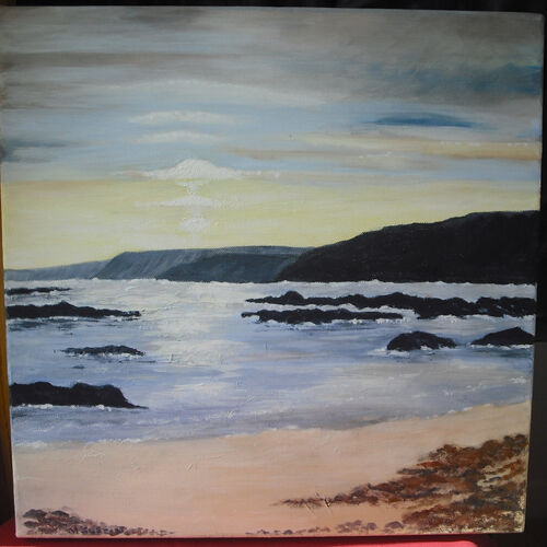 Early morning beach. Oil and acrylic. £40