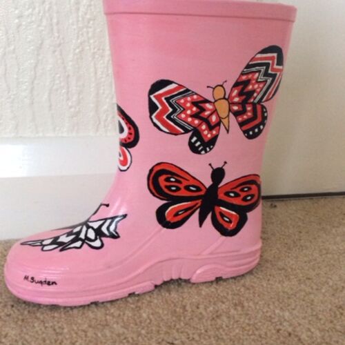 Butterflies painted onto a welly